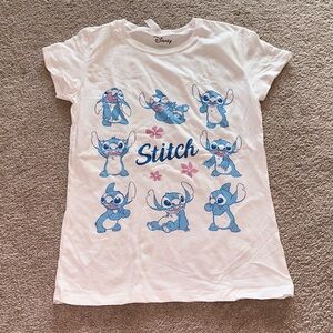 Disney Kids T-Shirt - White with Blue Stitch Graphics